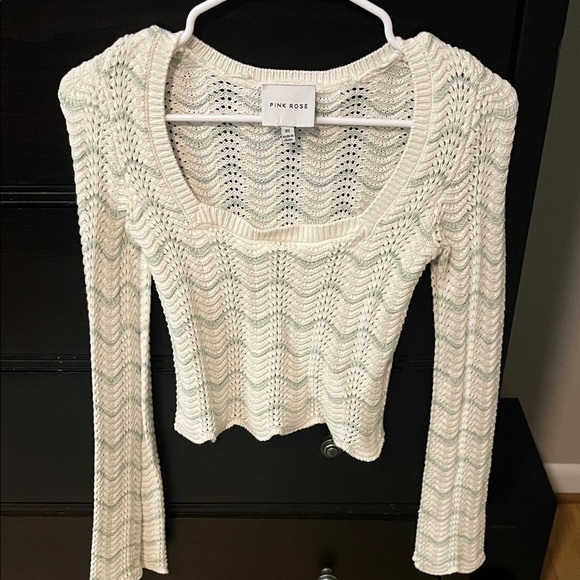Pink Rose Sweaters - Pink Rose Ivory Textured Knit Top